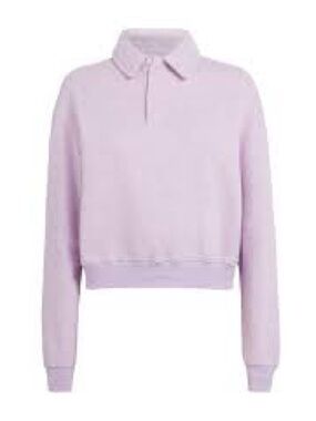 SKIMS Cotton Fleece Polo Sweatshirt in the colorway Purple Heather Workout XS